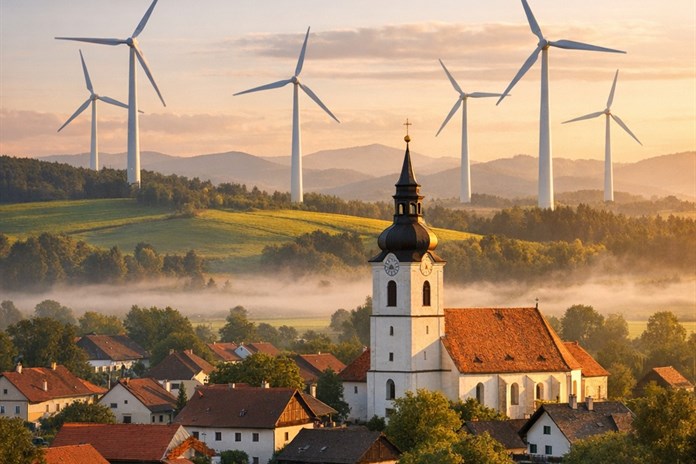 Strážov s větrníky (AI)