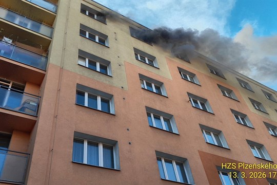 Z paneláku v Plzni na Doubravce šlehaly plameny: Seniorka zemřela, dva zranění policisté